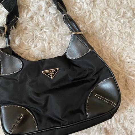 prada large leather shoulder bag|Prada vintage nylon shoulder bag.